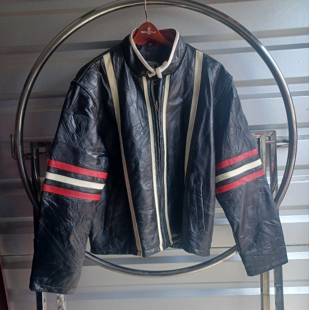 Diamond Plate Leather Motorcycle Jacket